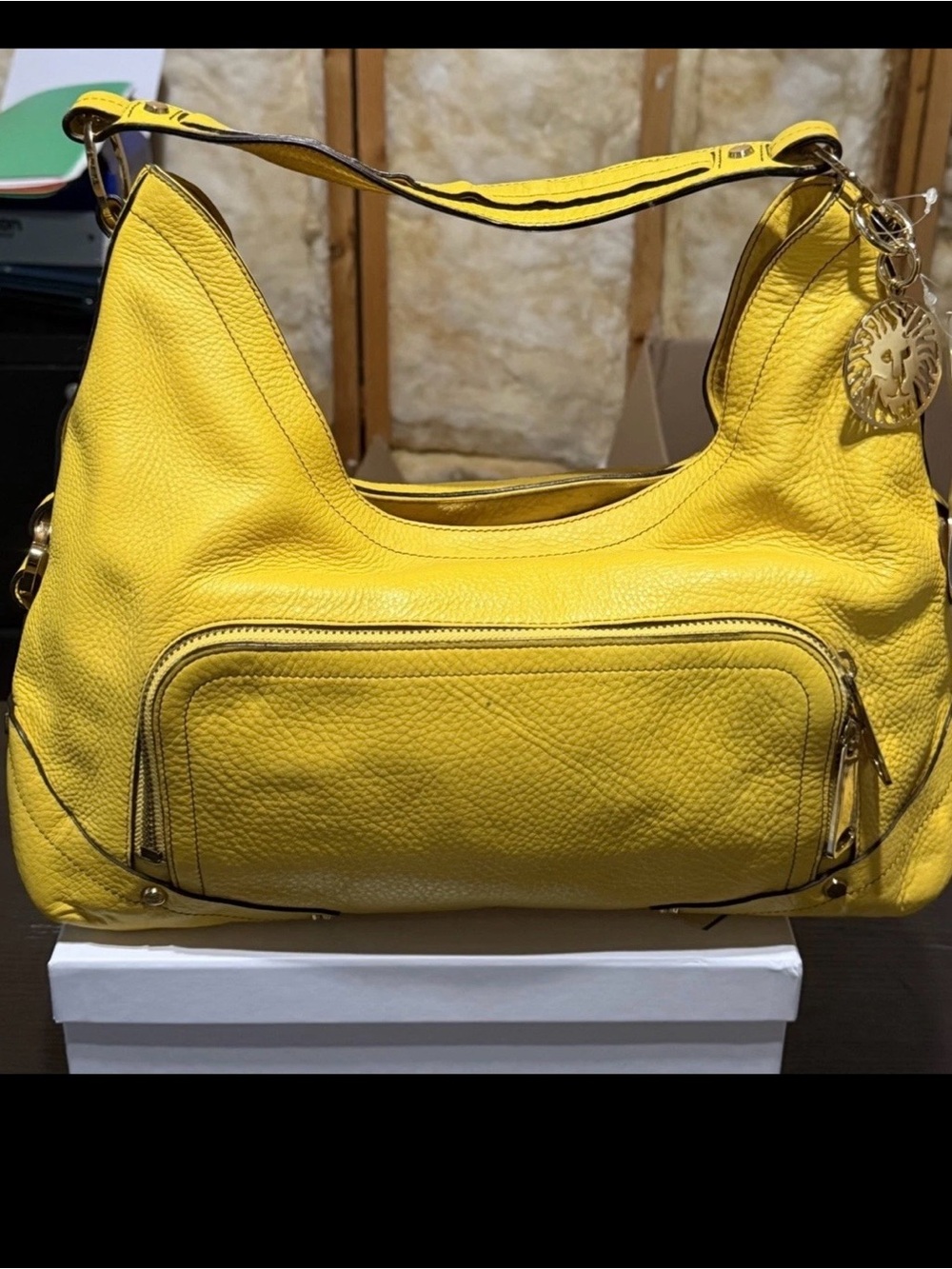 Yellow Leather Shoulder Bag - Unbranded